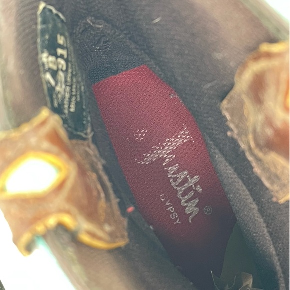 Justin Gypsy Boots Women’s 7B Brown Turquoise Blue Leather Embroidered Western - Picture 14 of 16